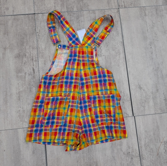WeWoreWhat Women's Rainbow Plaid Overall Shorts Size XS NWT - Picture 9 of 9
